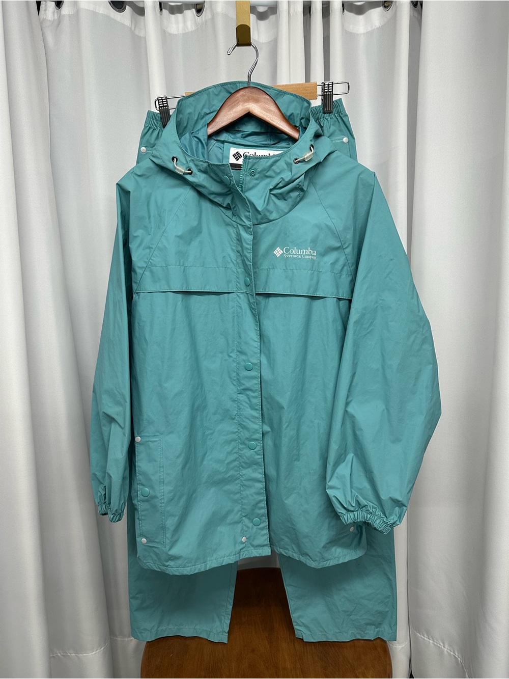 Columbia women’s Teal rain suit Waterproof jacket pants medium